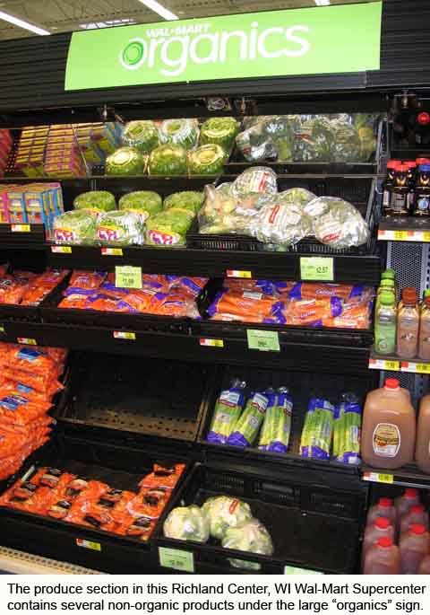 Non-organics in produce section